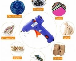 DEVENIRRICHE Pistolets à Colle, Mini Pistolet à Colle Chaude AC 110-230V Kit De Pistolet à Colle Pour Fusion à Haute Température Avec 25 Bâtons De Colle Déclencheur Flexible Pour Les Projets De Bricolage, étanchéité Et Réparation Rapide (15-20 Watts, Bleu) -Pistolet à colle Soldes 23732328 5