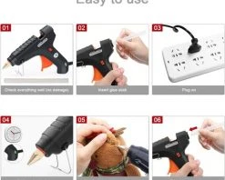 BEARSU Pistolet à Colle Chaud 50W, Trousse à Outil, 19cm*11mm 30pcs Bâtons De Colle, Pour Bricolages/Loisir Créatifs/DIY, Noir -Pistolet à colle Soldes 26184821 3