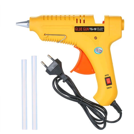 HAPPYSHOPPING Pistolet A Colle Thermofusible 60W / 100W Machine A Baton Thermofusible Reglable En Puissance Jaune EU GT-10 1 HAPPYSHOPPING Pistolet A Colle Thermofusible 60W / 100W Machine A Baton Thermofusible Reglable En Puissance Jaune EU GT-10