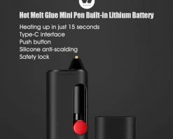 Wowstick Hot Melt Glue Mini Pen Petit Pistolet Chaud Avec Batterie Au Lithium Integree Type-C Chargement Usb Peinture 3D Sans Fil Outil De Reparation D'Art De Bricolage Emballe Avec Un Baton De Colle Colore 2000Mah, Edition Deluxe - Edition Deluxe -Pistolet à colle Soldes 35344885 3