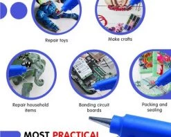 ABCRITAL Mini Pistolet À Colle Thermofusible 20W Avec 15 Bâtons De Colle De 7 Mm Pour Les Petits Projets De Bricolage, Décoration De La Maison, Réparation De Bosses De Voiture -Pistolet à colle Soldes 35362273 5