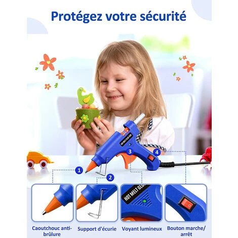 SUNFLOWER Mini Pistolet à Colle Chaude, Pistolet Colle Chauffrage Rapide Et Sûr Pour Petits Bateaux Projets & Package Bricolage Et Réparations Rapides Dans Maison & Bureau【20 Watts, Bleu】 4 SUNFLOWER Mini Pistolet à Colle Chaude, Pistolet Colle Chauffrage Rapide Et Sûr Pour Petits Bateaux Projets & Package Bricolage Et Réparations Rapides Dans Maison & Bureau【20 Watts, Bleu】 – Image 4