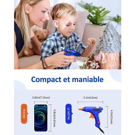 SUNFLOWER Mini Pistolet à Colle Chaude, Pistolet Colle Chauffrage Rapide Et Sûr Pour Petits Bateaux Projets & Package Bricolage Et Réparations Rapides Dans Maison & Bureau【20 Watts, Bleu】 5 SUNFLOWER Mini Pistolet à Colle Chaude, Pistolet Colle Chauffrage Rapide Et Sûr Pour Petits Bateaux Projets & Package Bricolage Et Réparations Rapides Dans Maison & Bureau【20 Watts, Bleu】 – Image 5