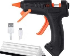 TANABATA Pistolet à Colle Chaude, 15pcs Bâtons Chauffrage Rapide Et Sûr Pistolet à Colle 15W, Avec USB Câble, Anti écoulement Pour Réparation, Artisanat, DIY, Maison, Bricolage, Bureau