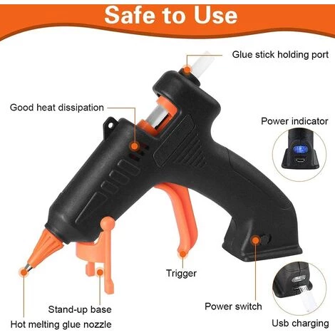TANABATA Pistolet à Colle Chaude, 15pcs Bâtons Chauffrage Rapide Et Sûr Pistolet à Colle 15W, Avec USB Câble, Anti écoulement Pour Réparation, Artisanat, DIY, Maison, Bricolage, Bureau 3 TANABATA Pistolet à Colle Chaude, 15pcs Bâtons Chauffrage Rapide Et Sûr Pistolet à Colle 15W, Avec USB Câble, Anti écoulement Pour Réparation, Artisanat, DIY, Maison, Bricolage, Bureau – Image 3