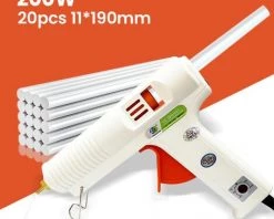 MERKMAK Pistolet A Colle Chaude 200W Temperature Reglable 100¡æ A 220¡æ Anti Ecoulement Avec 20pcs Batons De Colle 11x190mm