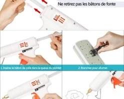 MERKMAK Pistolet A Colle Chaude 200W Temperature Reglable 100¡æ A 220¡æ Anti Ecoulement Avec 20pcs Batons De Colle 11x190mm -Pistolet à colle Soldes 42506070 4