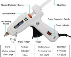 Pistolet à Colle Chaude Réglable Avec 10 Bâtons De Colle Blanc 8x3,9x1,6 Pouce FUIENKO -Pistolet à colle Soldes 51639126 4