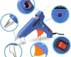 Hengda Pistolet à Colle Chaude 100W Chauffrage Rapide Et Sûr, Anti écoulement Pour Réparation,Artisanat, DIY,Maison,Bureau - Bleu -Pistolet à colle Soldes 52498663 5