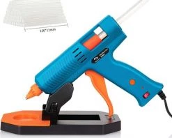 KARTOKNER Pistolet à Colle Chaude 150W Pistolet à Colle Avec 35pcs Bâtons (150mm) Chauffrage Rapide Avec 5 Températures Réglables, Une Base Rangement,Artisanat, DIY, Maison, Bricolage, Bureau-Bleu