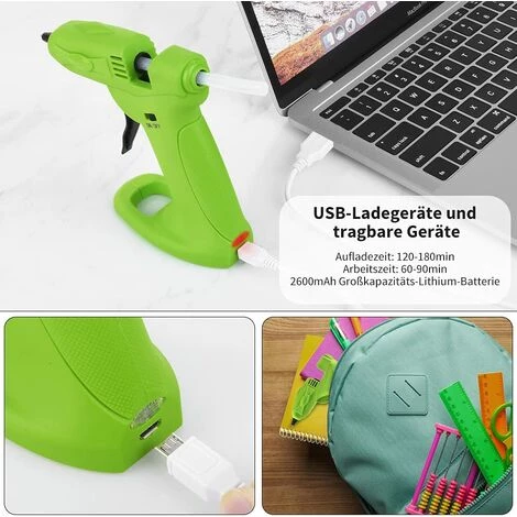 KARTOKNER 30W Pistolet à Colle Chaude Sans Fil - Mini Pistolet à Colle Rechargeable Par USB Batterie 2600mAh Avec 30 Bâtons De Colle De 7mm Et 6 étuis En Silicone Pour Bricolage Scolaire Réparation Rapide 2 KARTOKNER 30W Pistolet à Colle Chaude Sans Fil - Mini Pistolet à Colle Rechargeable Par USB Batterie 2600mAh Avec 30 Bâtons De Colle De 7mm Et 6 étuis En Silicone Pour Bricolage Scolaire Réparation Rapide – Image 2