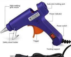 Pistolet à Colle Chaude,Kartokner Colle Pour Mini Pistolet Avec 40 Bâtons De Colle Flexible Haute Température Pour Les Petits Projets De Bricolage,Artisanat,Maison,Bureau-Bleu -Pistolet à colle Soldes 53551102 2