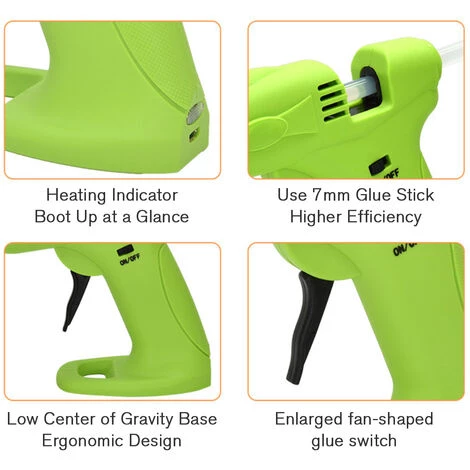 SUPERSELLER Pistolet à Colle Hot Melt Glue Machine Portable Handheld Wireless Electric Glue Machine 2000mAh Ménage Manuel Pour La Réparation à La Main, Vert 5 SUPERSELLER Pistolet à Colle Hot Melt Glue Machine Portable Handheld Wireless Electric Glue Machine 2000mAh Ménage Manuel Pour La Réparation à La Main, Vert – Image 5