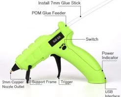 HAPPYSHOPPING Pistolet à Colle électrique Portable Sans Fil Rechargeable Par USB Pistolet à Colle Thermofusible Pour Usage Domestique Pistolet à Colle Manuel Avec Batterie Au Lithium Intégrée -Pistolet à colle Soldes 54821286 3