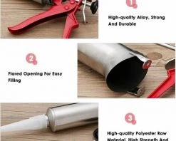 QERSTA Pistolet à Joints En Acier Inoxydable Pour Pointes De Calfeutrage - Outil Pour Briques Et Carrelages - Outil De Bricolage -Pistolet à colle Soldes 57297271 5