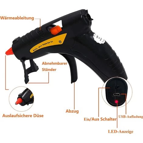 GRID COOL Pistolet à Colle Chaude - Pistolet à Colle Sans Fil USB Chauffe 2,5 à 5 Heures - Pour L'école, Le Bricolage, L'artisanat 2 GRID COOL Pistolet à Colle Chaude - Pistolet à Colle Sans Fil USB Chauffe 2,5 à 5 Heures - Pour L'école, Le Bricolage, L'artisanat – Image 2