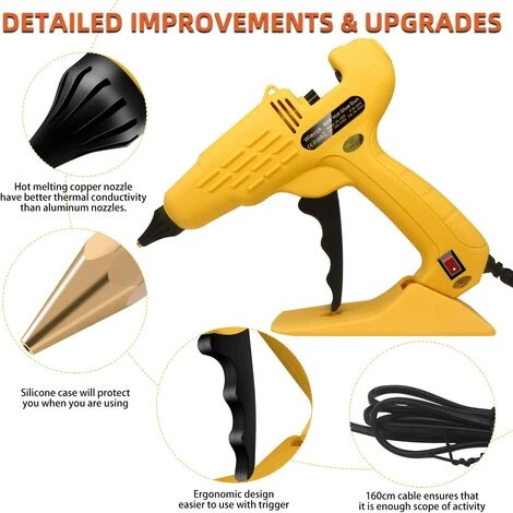 GRID COOL Pistolet à Colle Chaude,Pistolets à Colle Électriques 60W Avec10 Bâtons De Colle , Bouton ON/OFF Anti Écoulement Pour Bricolage 2 GRID COOL Pistolet à Colle Chaude,Pistolets à Colle Électriques 60W Avec10 Bâtons De Colle , Bouton ON/OFF Anti Écoulement Pour Bricolage – Image 2