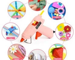 CHANCEY Mini Pistolet à Colle Chaude Pour Enfants Avec 20 Bâtons De Colle - Kit De Pistolet à Colle Haute Température Pour Bricolage, Artisanat Et Réparation Rapide à La Maison - Rose - 20 W，SEMAket -Pistolet à colle Soldes 60033615 2