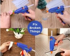 HEGUYEY Pistolet à Colle Chaude Pistolet A Colle - Pistolet Colle 20W 40pcs 7mm Bâtons De Colle Pour Pistolet Le Artisanat, DIY, Maison, Bricolage, Bureau-Bleuge -Pistolet à colle Soldes 60210054 5