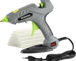 WORKPRO Pistolet à Colle Chaude 60W Avec 20 Bâtons De Colle 11x100 Mm, Pistolet à Colle Electrique De Chauffage Rapide Pour Réparation, Art Et DIY