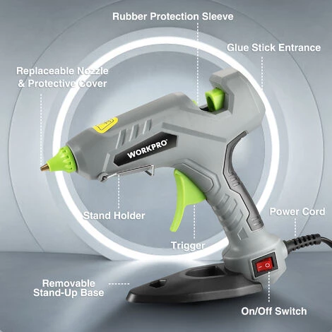 WORKPRO Pistolet à Colle Chaude 60W Avec 20 Bâtons De Colle 11x100 Mm, Pistolet à Colle Electrique De Chauffage Rapide Pour Réparation, Art Et DIY 3 WORKPRO Pistolet à Colle Chaude 60W Avec 20 Bâtons De Colle 11x100 Mm, Pistolet à Colle Electrique De Chauffage Rapide Pour Réparation, Art Et DIY – Image 3