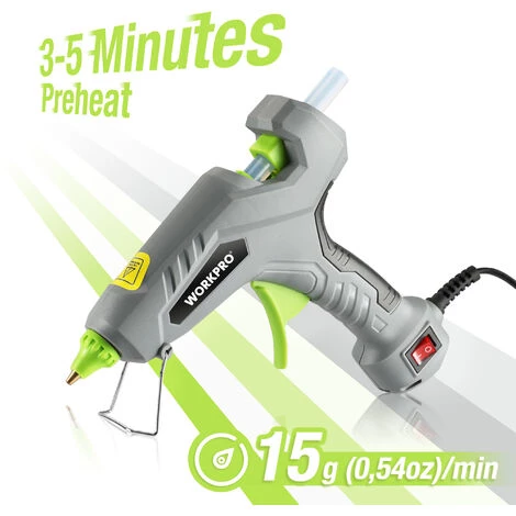 WORKPRO Pistolet à Colle Chaude 60W Avec 20 Bâtons De Colle 11x100 Mm, Pistolet à Colle Electrique De Chauffage Rapide Pour Réparation, Art Et DIY 4 WORKPRO Pistolet à Colle Chaude 60W Avec 20 Bâtons De Colle 11x100 Mm, Pistolet à Colle Electrique De Chauffage Rapide Pour Réparation, Art Et DIY – Image 4