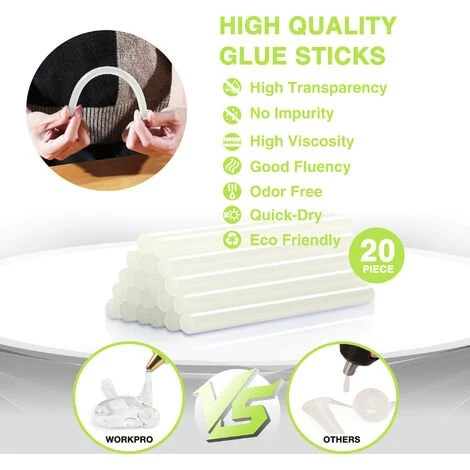 WORKPRO Pistolet à Colle Chaude 60W Avec 20 Bâtons De Colle 11x100 Mm, Pistolet à Colle Electrique De Chauffage Rapide Pour Réparation, Art Et DIY 5 WORKPRO Pistolet à Colle Chaude 60W Avec 20 Bâtons De Colle 11x100 Mm, Pistolet à Colle Electrique De Chauffage Rapide Pour Réparation, Art Et DIY – Image 5
