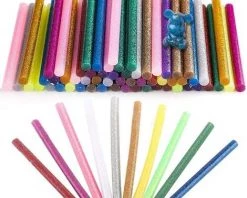 NAXUNNN Bâton De Colle Chaude, 100 Pièces 7mm X 100mm Adhésif Transparent Bâtonnets De Colle à Paillettes, Colle Thermofusible Couleur Paillette Pour Pistolet à Colle Chaude Décoration Créative Bricolages
