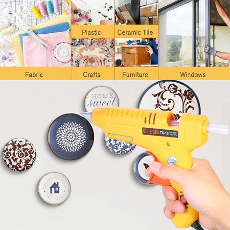 LIFCAUSAL Pistolet à Colle Thermofusible 60W/100W Puissance Réglable Machine à Colle Thermofusible Multifonctionnel Ménage Industriel Pistolet à Colle DIY Jaune GT-10,EU 5 LIFCAUSAL Pistolet à Colle Thermofusible 60W/100W Puissance Réglable Machine à Colle Thermofusible Multifonctionnel Ménage Industriel Pistolet à Colle DIY Jaune GT-10,EU – Image 5