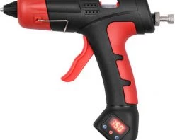 LIFCAUSAL Machine à Colle Thermofusible Affichage Numérique électronique Portable Sans Fil Batterie Li-ion Pistolet à Colle Température Et Quantité De Colle Réglables Pour Le Bricolage Et La Réparation De Meubles Avec 30 Bâtons De Colle, Affichage Numérique Au Lith