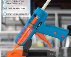 ZOLGINAH Pistolet à Colle Chaude 150W Pistolet à Colle Avec 35pcs Bâtons (150mm) Chauffrage Rapide Avec 5 Températures Réglables,Une Base Rangement,Artisanat,DIY,Maison,Bricolage,Bureau-Bleu