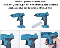 HAPPYSHOPPING Pistolet à Colle Thermofusible Au Lithium Pistolet à Colle Thermofusible Rechargeable Pistolet à Colle Thermofusible Sans Fil Prise Makita Convient à La Batterie Au Lithium 18V Makita, Machine Nue - Machine Nue -Pistolet à colle Soldes 66653065 3